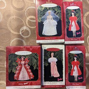 5 Barbie Hallmark Keepsake Ornaments